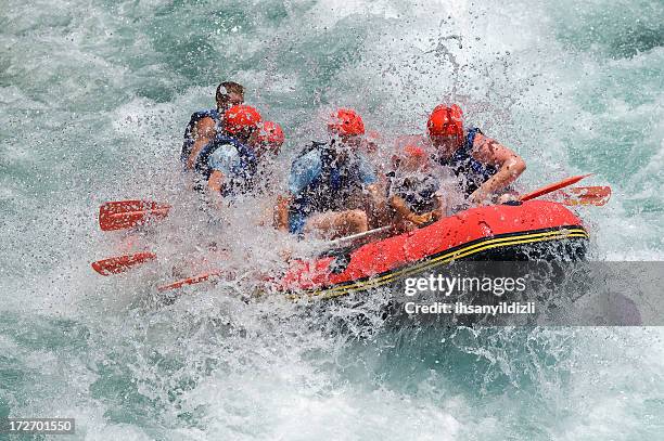 rafting on white water - whitewater rafting stock pictures, royalty-free photos & images