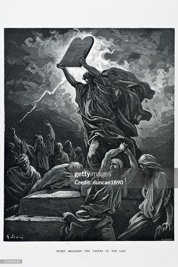 Moses breaking tables of the law