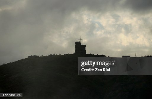 Silhouettes of Cabot Tower on Signal Hill, a National Historic Site