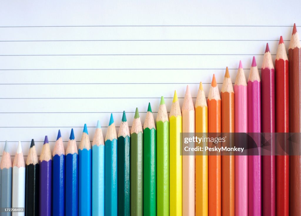 Bar Chart Graph Rainbow Colored Pencils Showing Result of Success