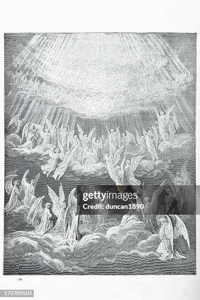 the heavenly choir - gustave dore stock illustrations