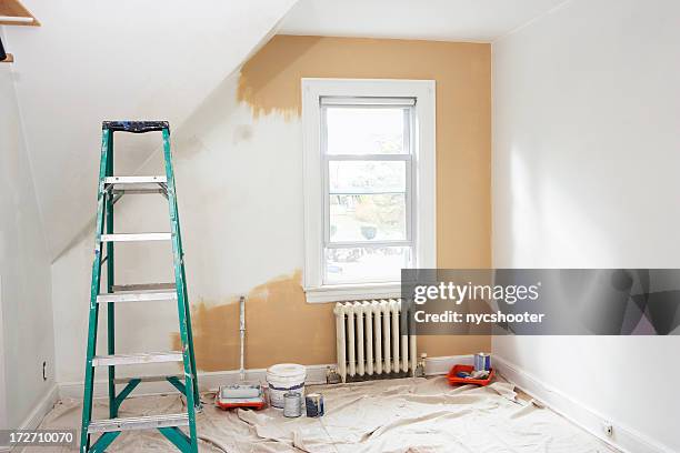 room renovation - paint tarp stock pictures, royalty-free photos & images