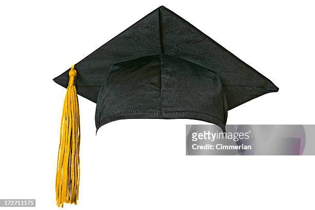 graduation cap (isolated on white) - pompong bildbanksfoton och bilder