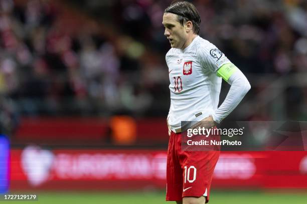 Piotr Zielinski during UEFA EURO 2024 qualifier match, Poland vs Moldova, in Warsaw, Poland on October 15, 2023.