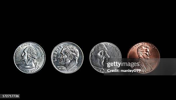 newer american coin design - abraham lincoln george washington stock pictures, royalty-free photos & images