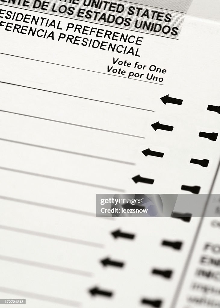 Voting Ballot Close up