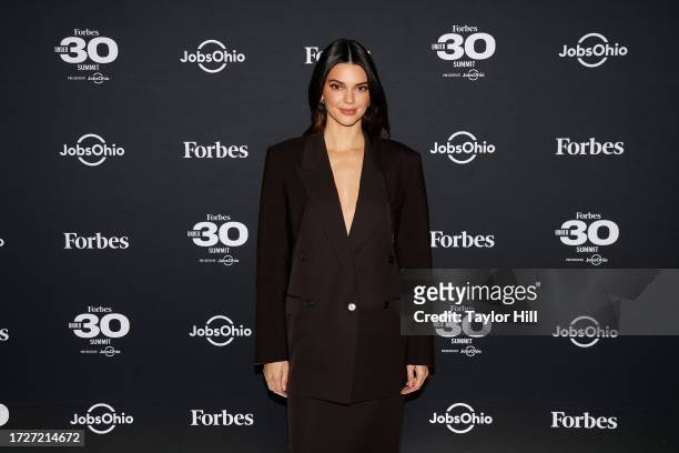 Kendall Jenner attends the 2023 Forbes 30 Under 30 Summit at Cleveland Public Auditorium on October 09, 2023 in Cleveland, Ohio.