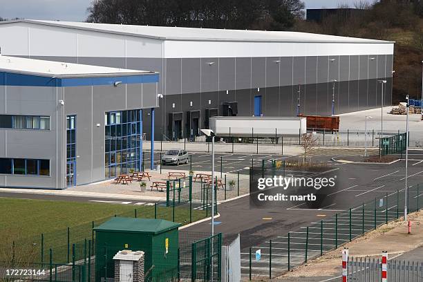 modern factory and distribution centre - entry car stock pictures, royalty-free photos & images