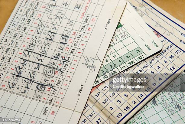 old golf scorecards - scoring stockfoto's en -beelden