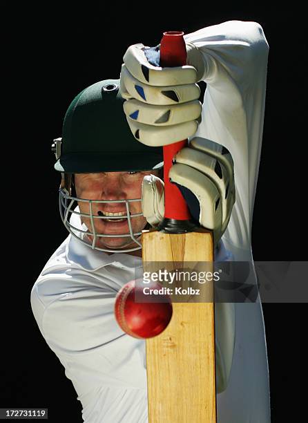 batsman playing defensive stroke - cricket stock pictures, royalty-free photos & images