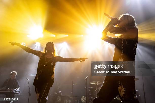 Aleksi Kaunisvesi, Niko Moilanen and Joel Hokka of Blind Channel perform at The Warfield on October 09, 2023 in San Francisco, California.