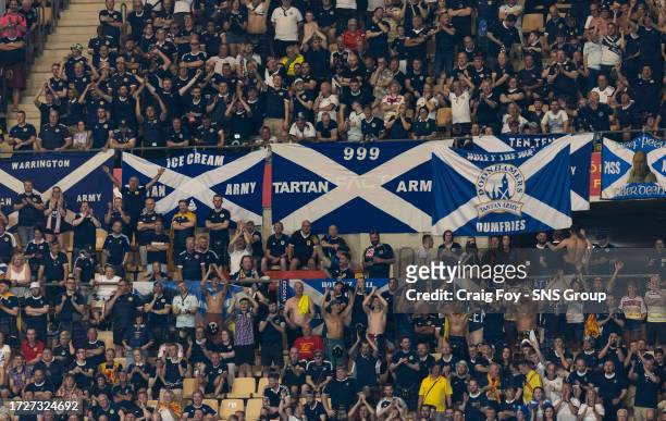 Scotland fans after a UEFA Euro 2024 Qualifier at the Estadio De La Cartuja, on October 12 in Seville, Spain.