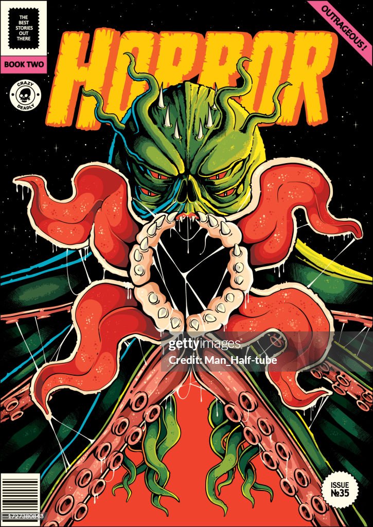 Cthulhu monster ready to embrace, horror poster