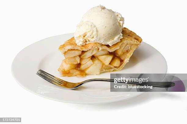 pastel de manzana con helado - pastel de manzana fotografías e imágenes de stock