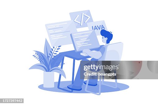 Man Koding Man Coder Development Programming Computer High-Res Vector Graphic ...