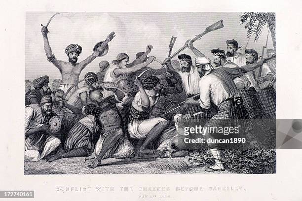battle at bareilly - bayonets stock illustrations
