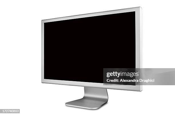 monitor, isoliert mit clipping path - flachbildmonitor stock-fotos und bilder
