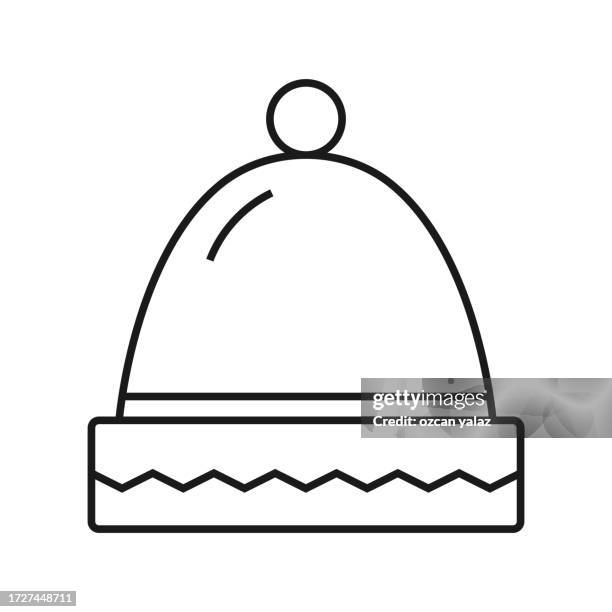 winter has, cap. knit hat, hat, vector, snow, cap - hat - wool gloves stock illustrations
