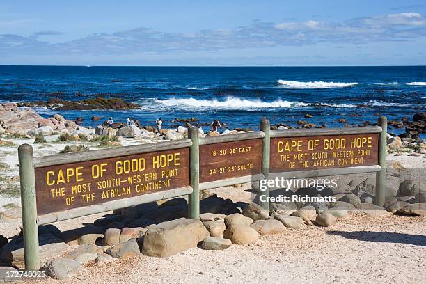 sign at cape of good hope national park in south africa - cape peninsula stock pictures, royalty-free photos & images