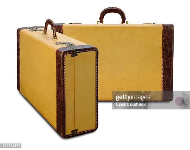 vintage yellow maletas - condición fotografías e imágenes de stock