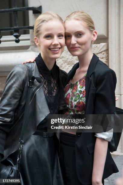 Model Quirine Engel and Model Hannare Blaauboer on day 4 of Paris Collections: Womens Haute Couture on July 04, 2013 in Paris, France.