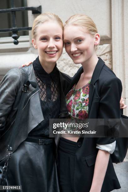 Model Quirine Engel and Model Hannare Blaauboer on day 4 of Paris Collections: Womens Haute Couture on July 04, 2013 in Paris, France.