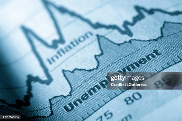 folded sheet of paper with an unemployment graph on - unemployment stock pictures, royalty-free photos & images