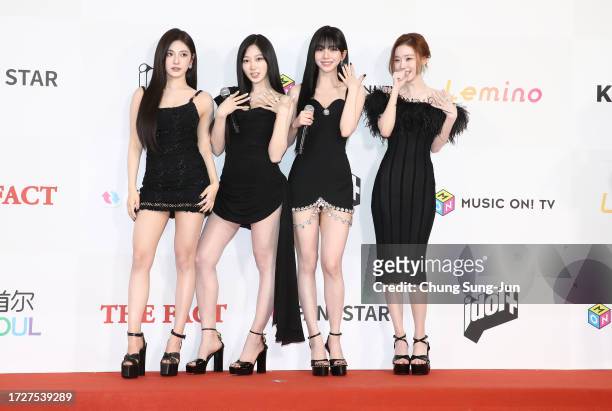 Karina, Giselle, Winter, Ningning of girl group aespa attend the 2023 The Fact Music Awards on October 10, 2023 in Incheon, South Korea.