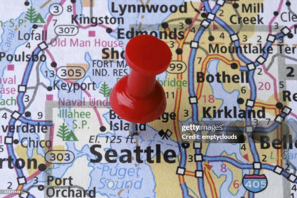 Seattle On Map Seattle Washington On A Map High-Res Stock Photo - Getty Images
