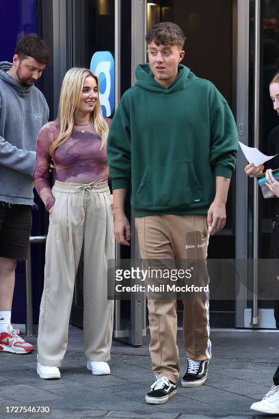 Sian Welby and Roman Kemp outside Capital Radio Studios on October 10, 2023 in London, England.