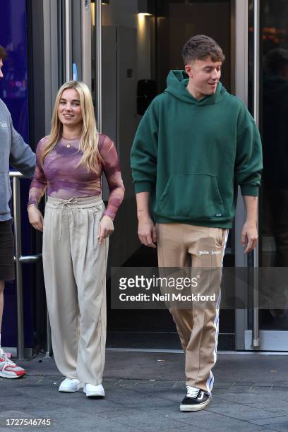 Sian Welby and Roman Kemp outside Capital Radio Studios on October 10, 2023 in London, England.
