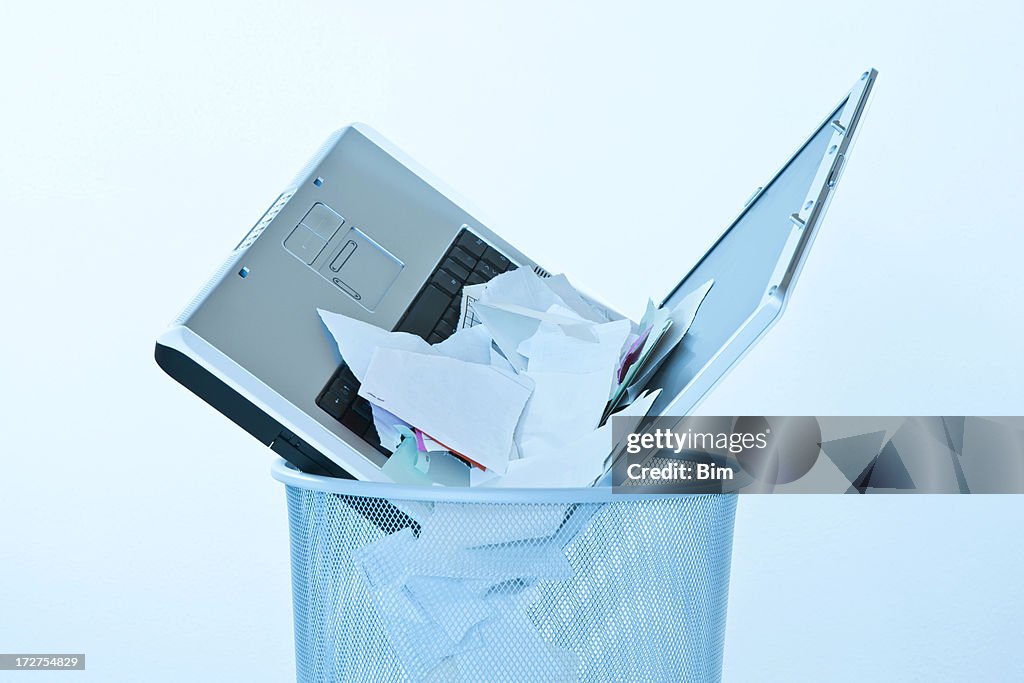 Laptop in Wastepaper Basket
