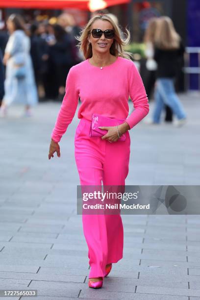 Amanda Holden leaving Heart Breakfast Radio Studios on October 10, 2023 in London, England.