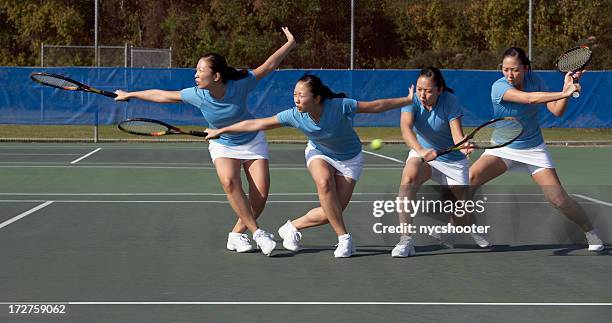 folge von tennis rückhand ansatz slice - tennis action stock-fotos und bilder