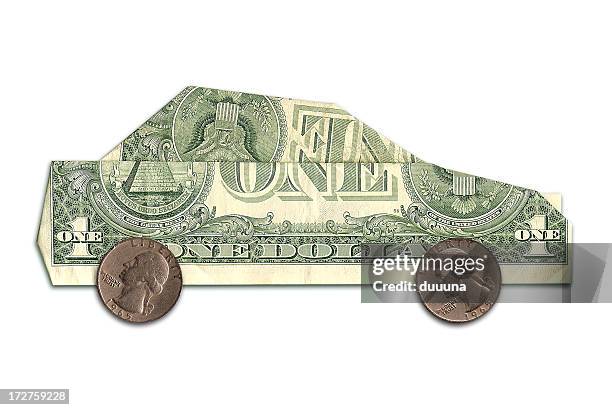 car made of us dollars - origami stock pictures, royalty-free photos & images
