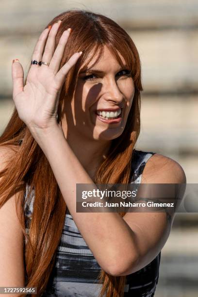 Valeria Vegas attends the 'El Enigma Nadiuska' photocall during the South International Series Festival 2023 at La Caleta on October 10, 2023 in...