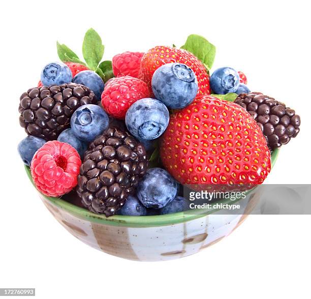 berries - fruit bowl stock pictures, royalty-free photos & images