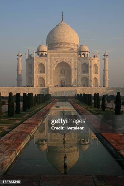 taj mahal at sunrise, agra, india - alabaster stock pictures, royalty-free photos & images