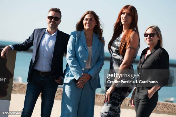 Emilio Sanchez Zaballos, Carmen Ferreiro and Valeria Vegas attend 'El enigma Nadiuska' photocall during the South International Series Festival 2023...