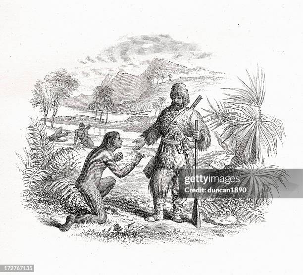 robinson crusoe - cannibalism stock illustrations