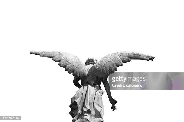 statue of a winged angel photographed from behind - statue stock pictures, royalty-free photos & images