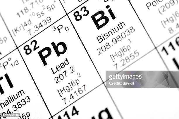 blei und bismuth elemente - periodensystem stock-fotos und bilder