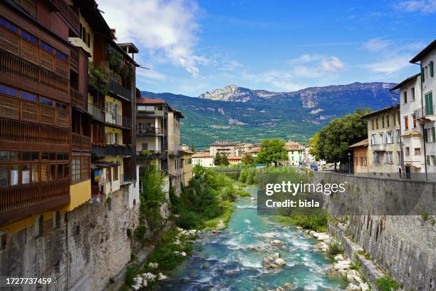 the leno river crosses rovereto (trentino-alto adige - italy). - rovereto stockfoto's en -beelden