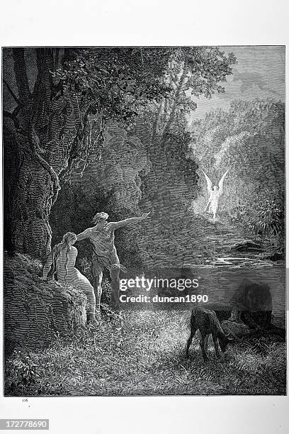 die kommenden von raphael - adam bibelfigur stock-grafiken, -clipart, -cartoons und -symbole