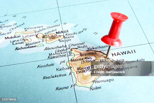 reiseziel hawaii - big island hawaii map stock-fotos und bilder