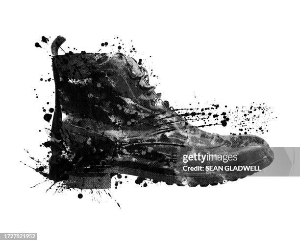 black boot illustration - shoe boot stock pictures, royalty-free photos & images