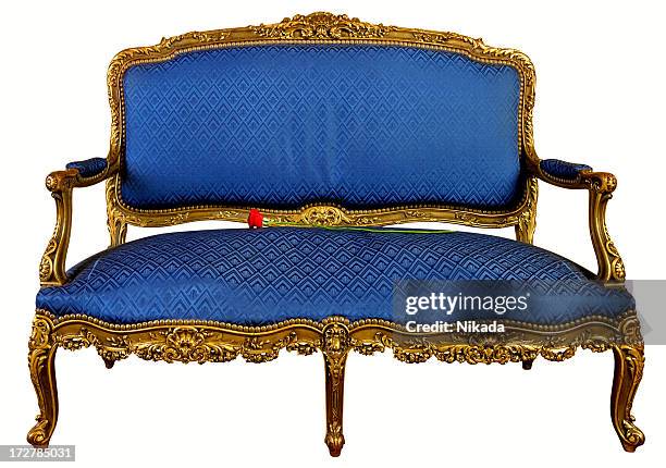 blue sofa - antique sofa styles stock pictures, royalty-free photos & images