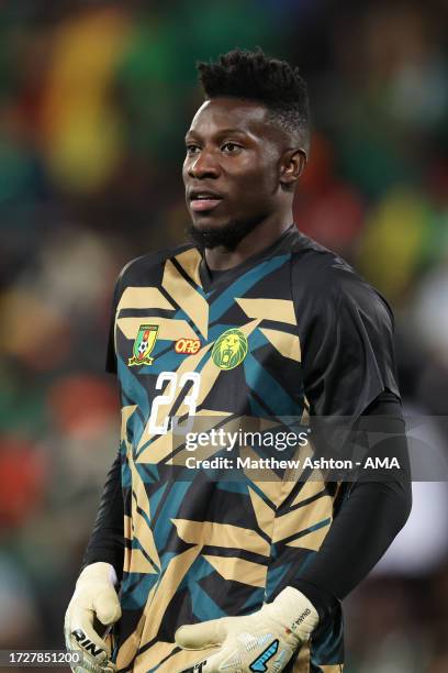 Andre Onana of Cameroon during the International Friendly match between Senegal and Cameroon at Stade Bollaert-Delelis on October 16, 2023 in Lens,...