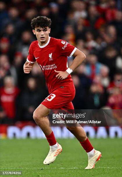 Stefan Bajcetic of Liverpool running during the Carabao Cup Third Round match between Liverpool FC and Leicester City at Anfield on September 27,...