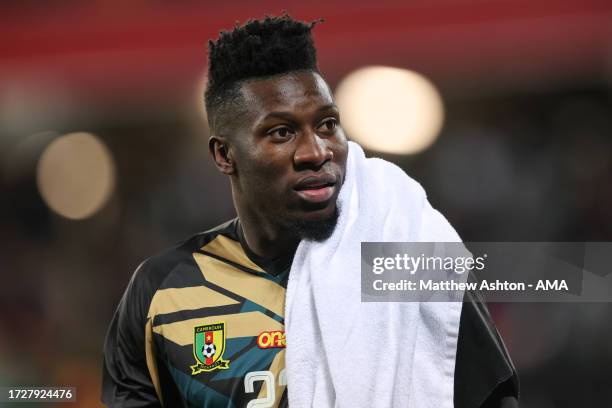 Andre Onana of Cameroon during the International Friendly match between Senegal and Cameroon at Stade Bollaert-Delelis on October 16, 2023 in Lens,...